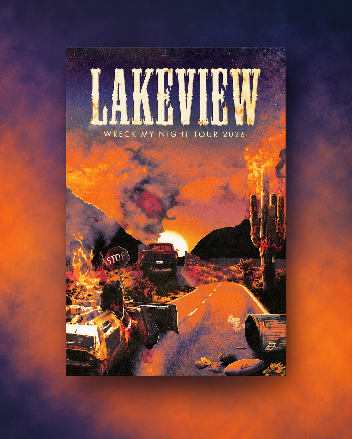 Lakeview Wreck My Night Tour 2026 poster, full front view